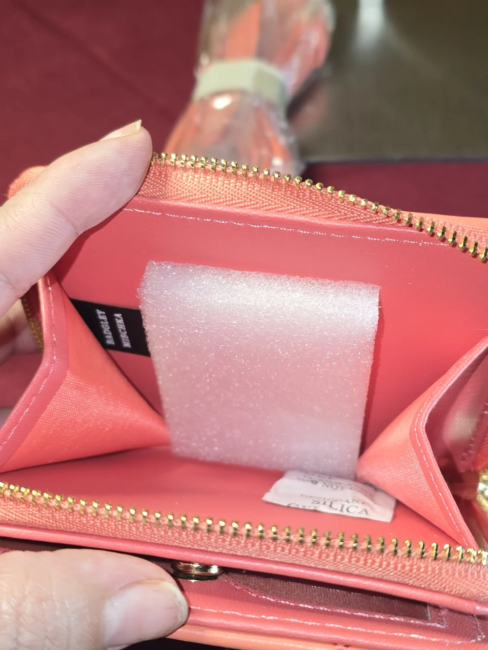 Badgley Mischka Coral Diamond-Quilted Crossbody Flap Bag/Wallet Set